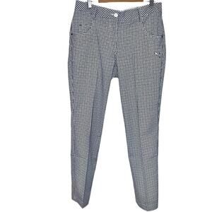 Puma Cobra Golf Pants Size 8 Black White Weave Pattern Mid Rise Slim Fit Casual